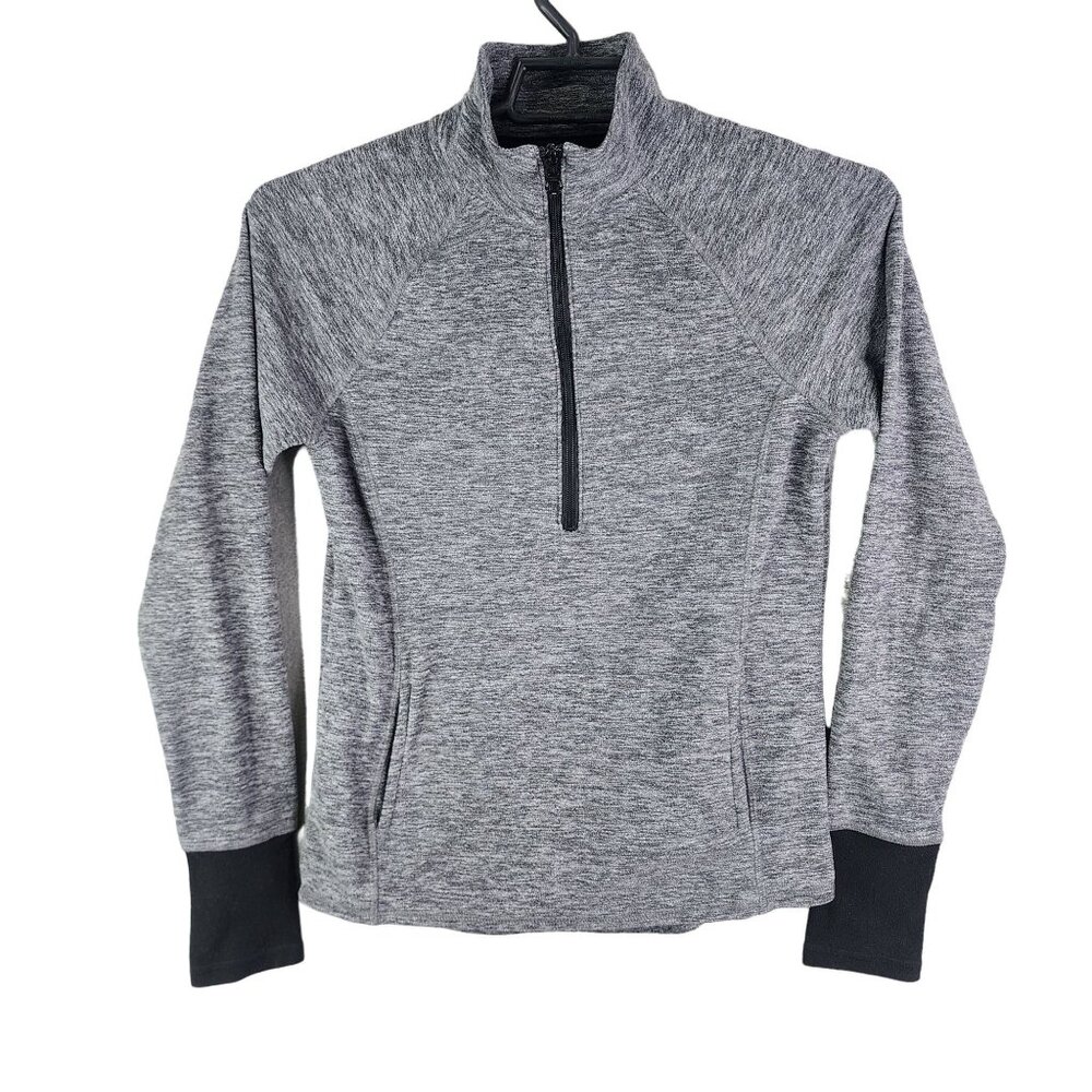 Womens So Grey Pullover Sweatshirt 1/2 Zip Long Sleeve 100% Polyester Size S